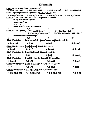 Kiểm tra 15 phút môn Đại số 10
